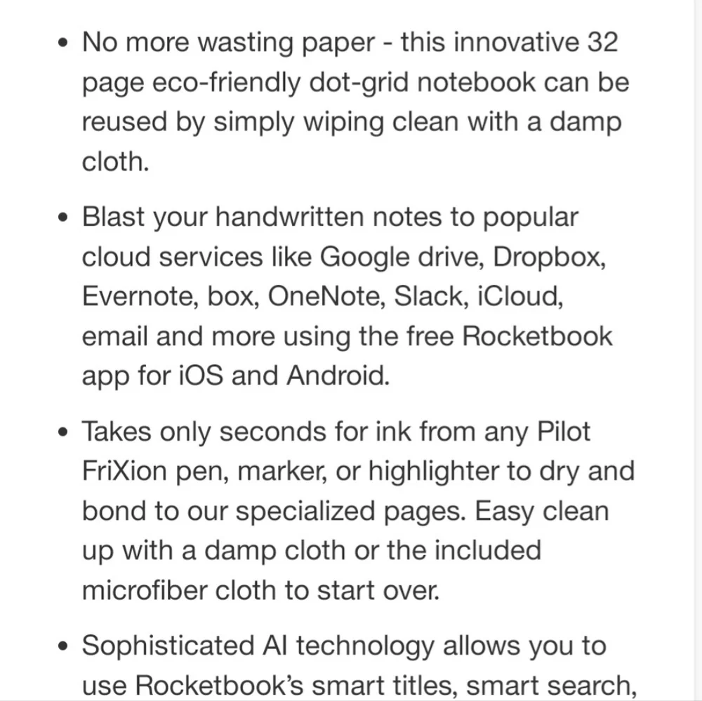 Rocketbook Core Smart Spiral Reuseable Notebook